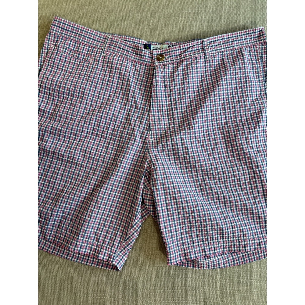 Tailor Byrd Men's Pink Blue Seersucker Golf Peformance Shorts Size 40